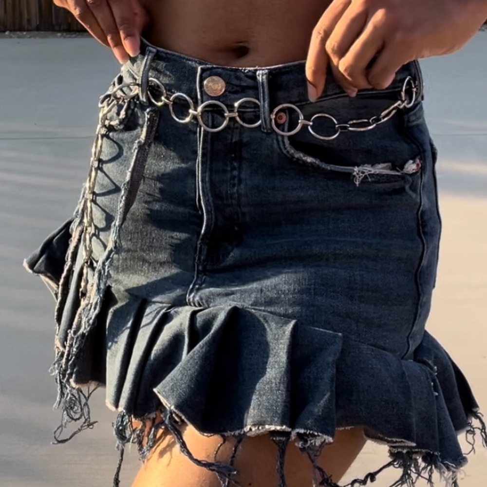 Upcycled denim mini skirt size 26